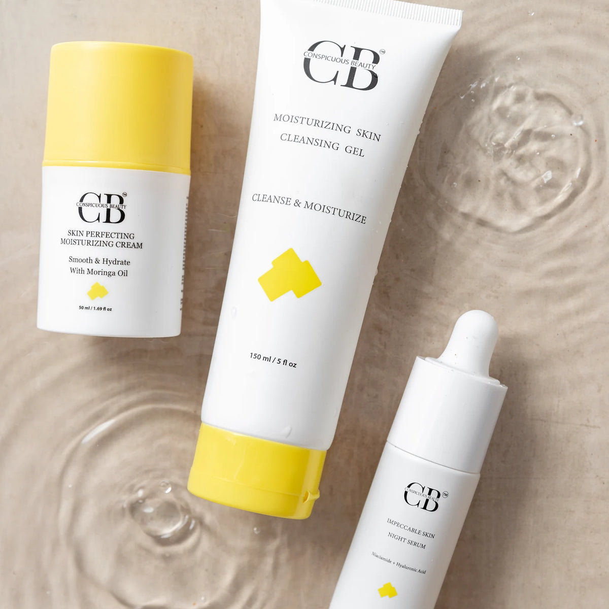Facial care skincare bundle with cleanser serum and moisturizer