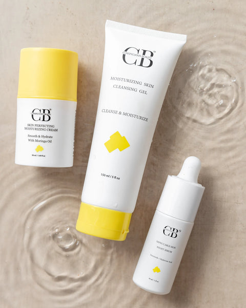 Facial care skincare bundle with cleanser serum and moisturizer
