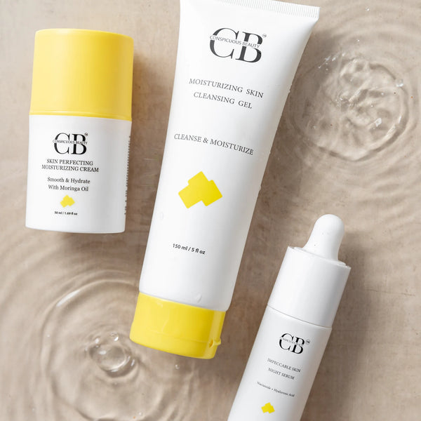 Facial care skincare bundle with cleanser serum and moisturizer